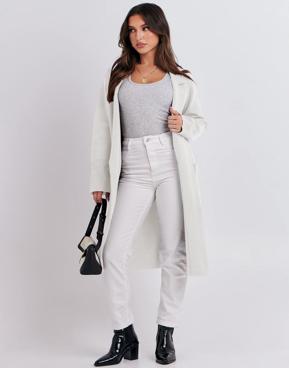 ANRABESS Cardigan for Women Oversized Open Front Sweater Coat Long Sleeve Lapel Blazer Jacket Fall Outwear Coatigan