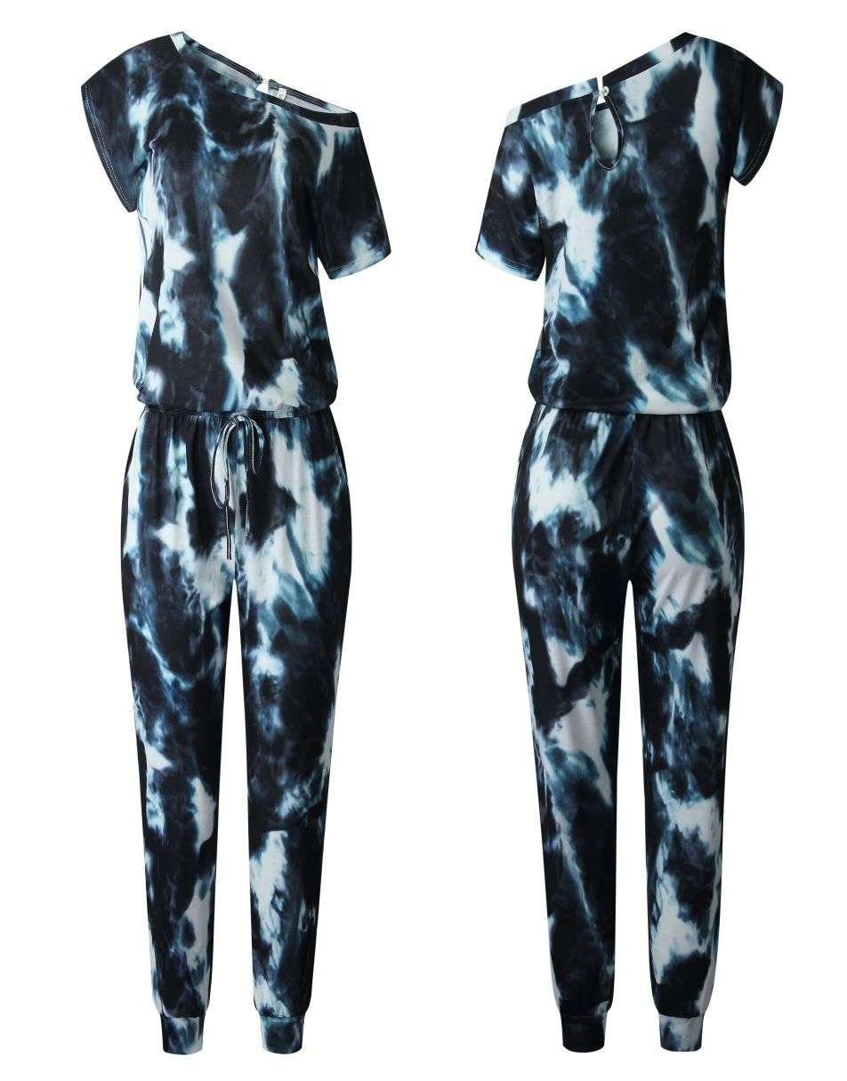 ANRABESS Casual Off Shoulder Elastic Waist Stretchy Long Romper Jumpsuit