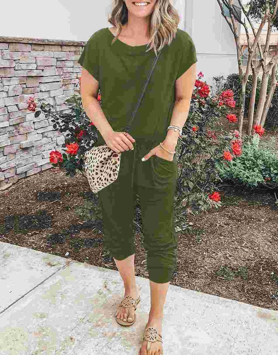 ANRABESS Casual Off Shoulder Elastic Waist Stretchy Long Romper Jumpsuit