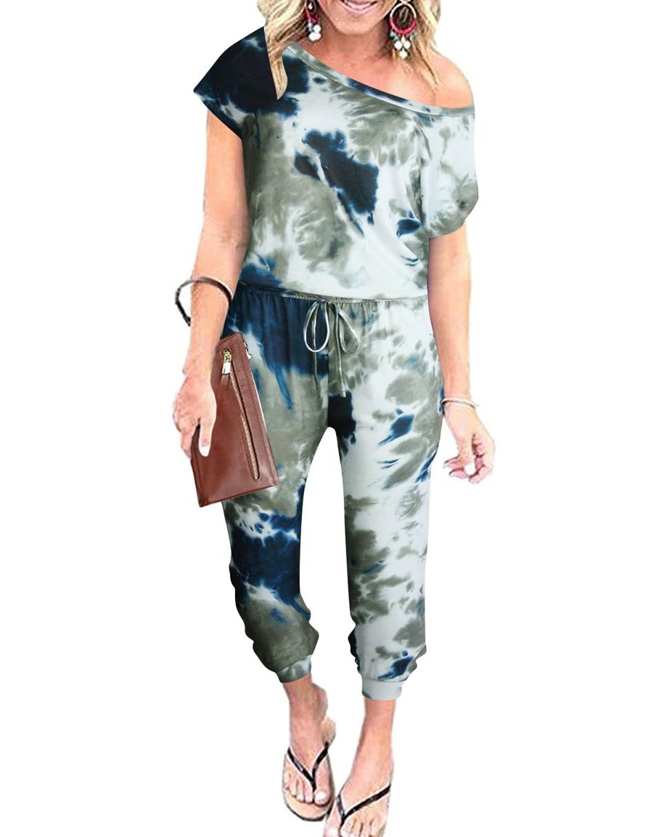 ANRABESS Casual Off Shoulder Elastic Waist Stretchy Long Romper Jumpsuit