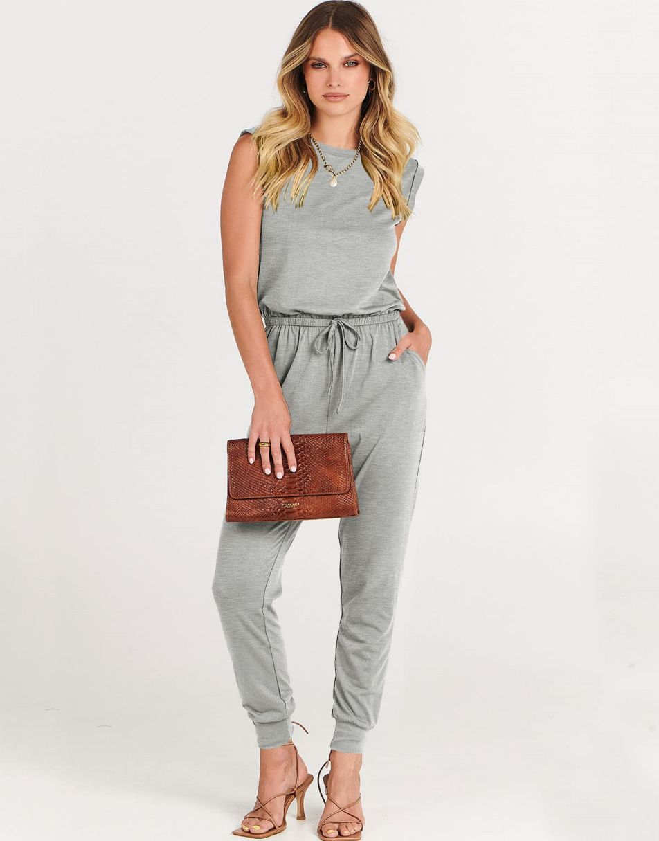 ANRABESS Crewneck Sleeveless Stretchy Jumpsuits Rompers with Pockets