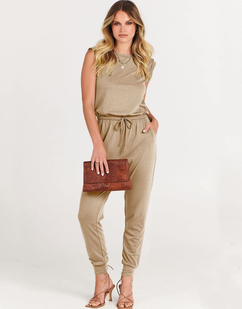 ANRABESS Crewneck Sleeveless Stretchy Jumpsuits Rompers with Pockets