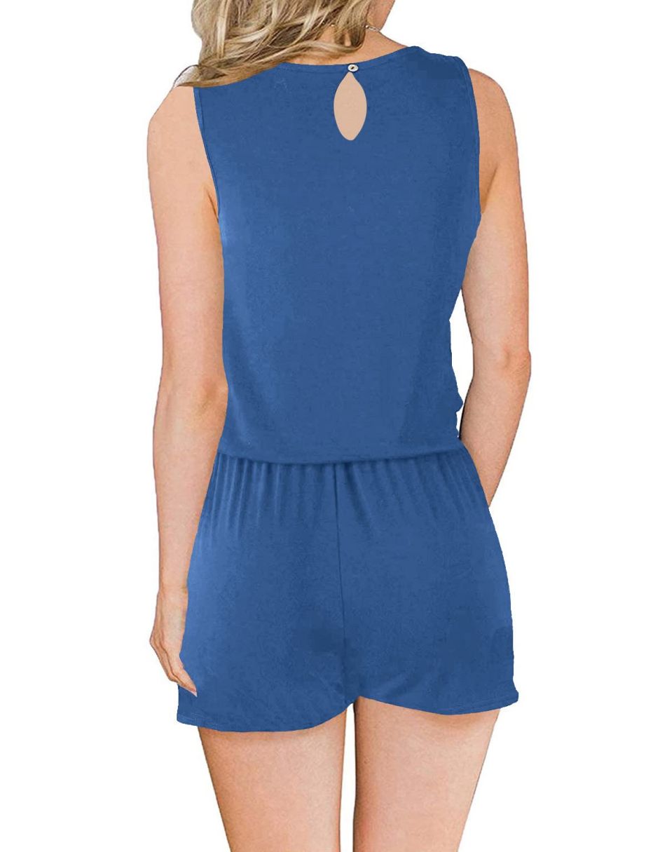 ANRABESS Scoop Neck Sleeveless Tank Top Short Jumpsuit Rompers with Pockets