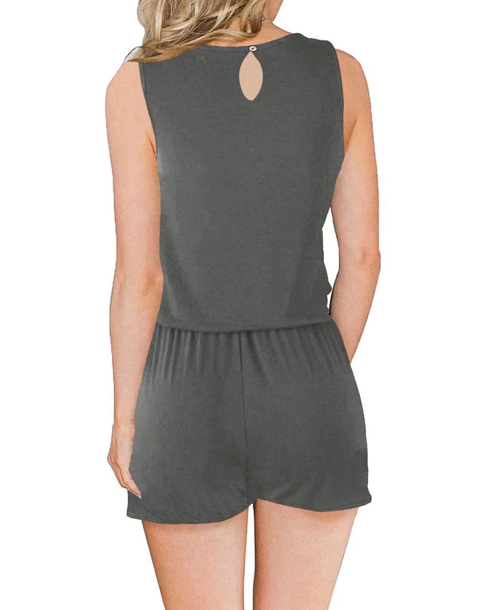 ANRABESS Scoop Neck Sleeveless Tank Top Short Jumpsuit Rompers with Pockets