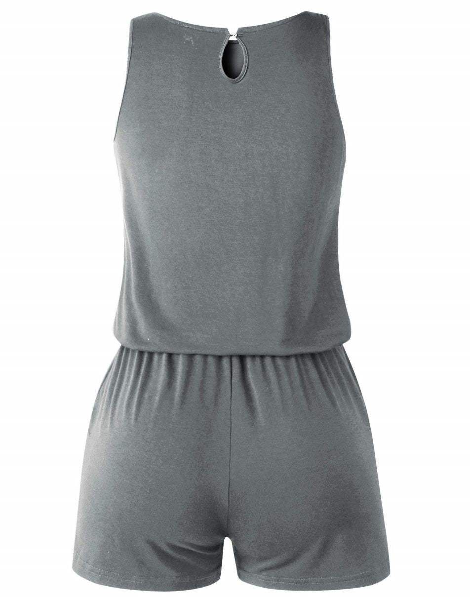 ANRABESS Scoop Neck Sleeveless Tank Top Short Jumpsuit Rompers with Pockets
