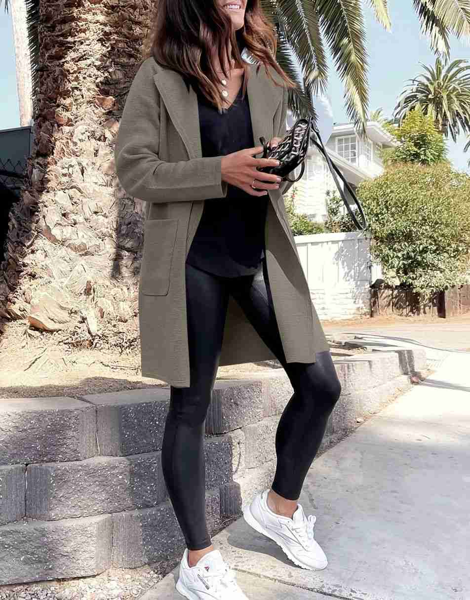 ANRABESS Women's Open Front Knit Cardigan Long Sleeve Lapel Casual Solid Classy Sweater Jacket