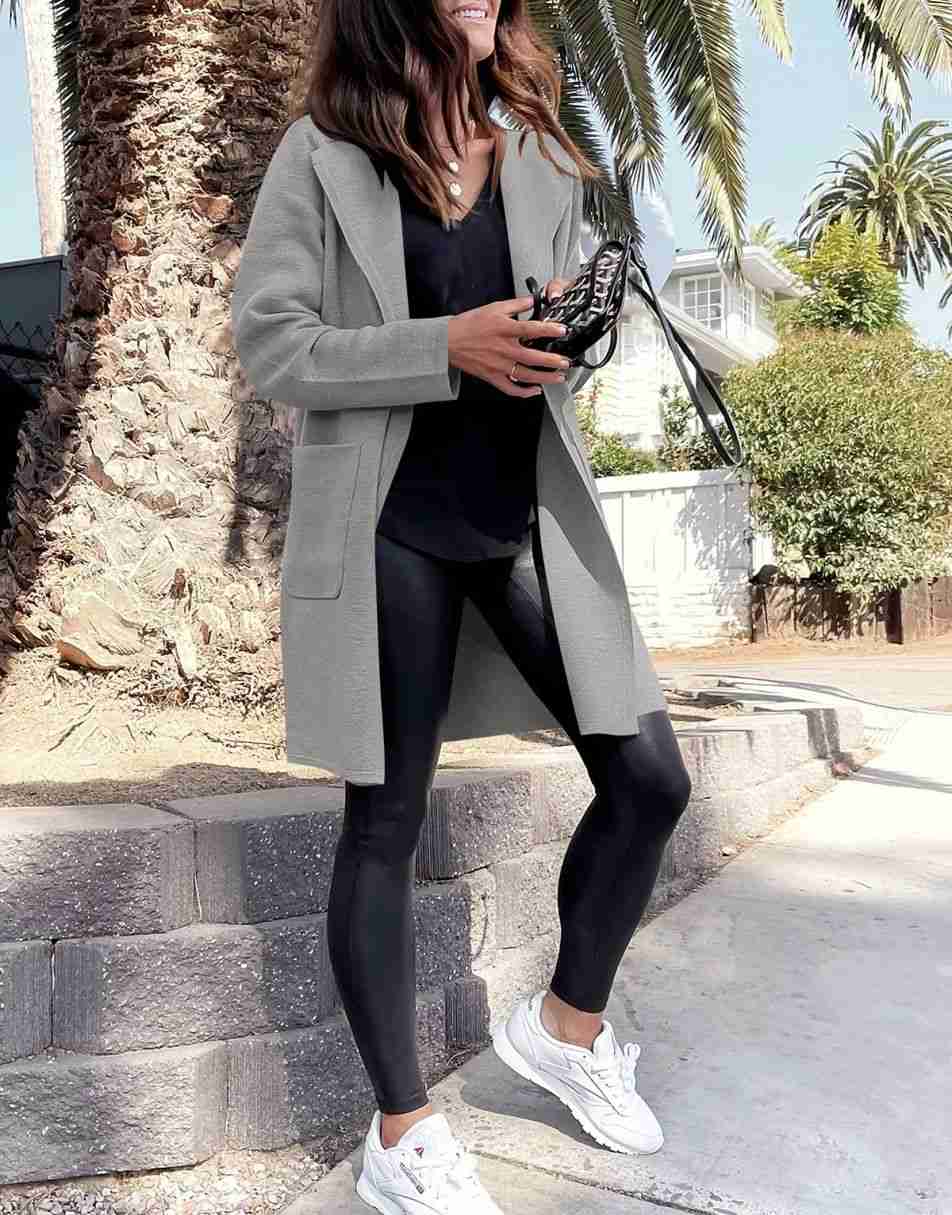 ANRABESS Women's Open Front Knit Cardigan Long Sleeve Lapel Casual Solid Classy Sweater Jacket