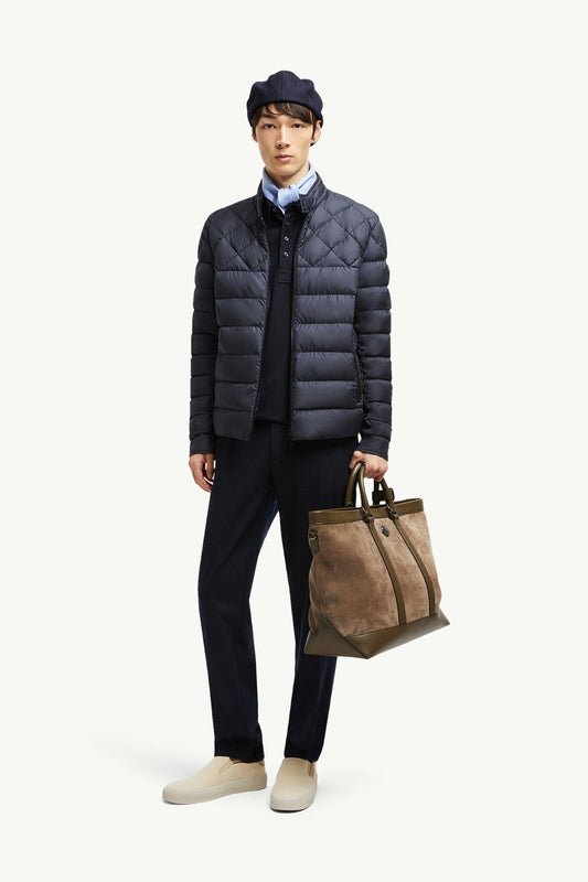 Tuile Leather-Trimmed Down Biker Jacket