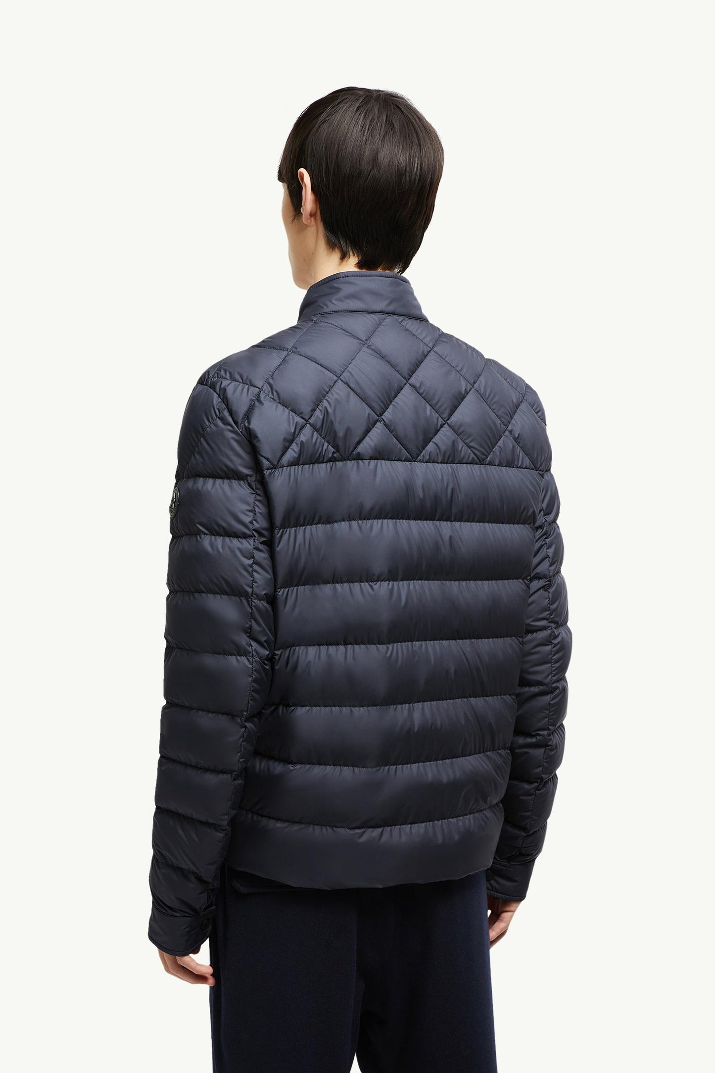 Tuile Leather-Trimmed Down Biker Jacket