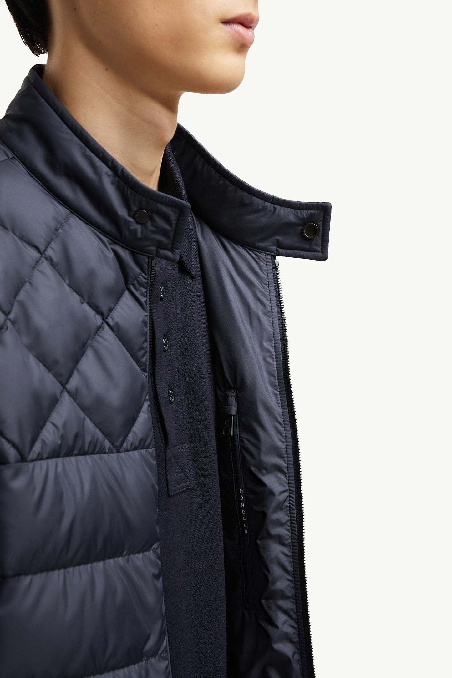 Tuile Leather-Trimmed Down Biker Jacket