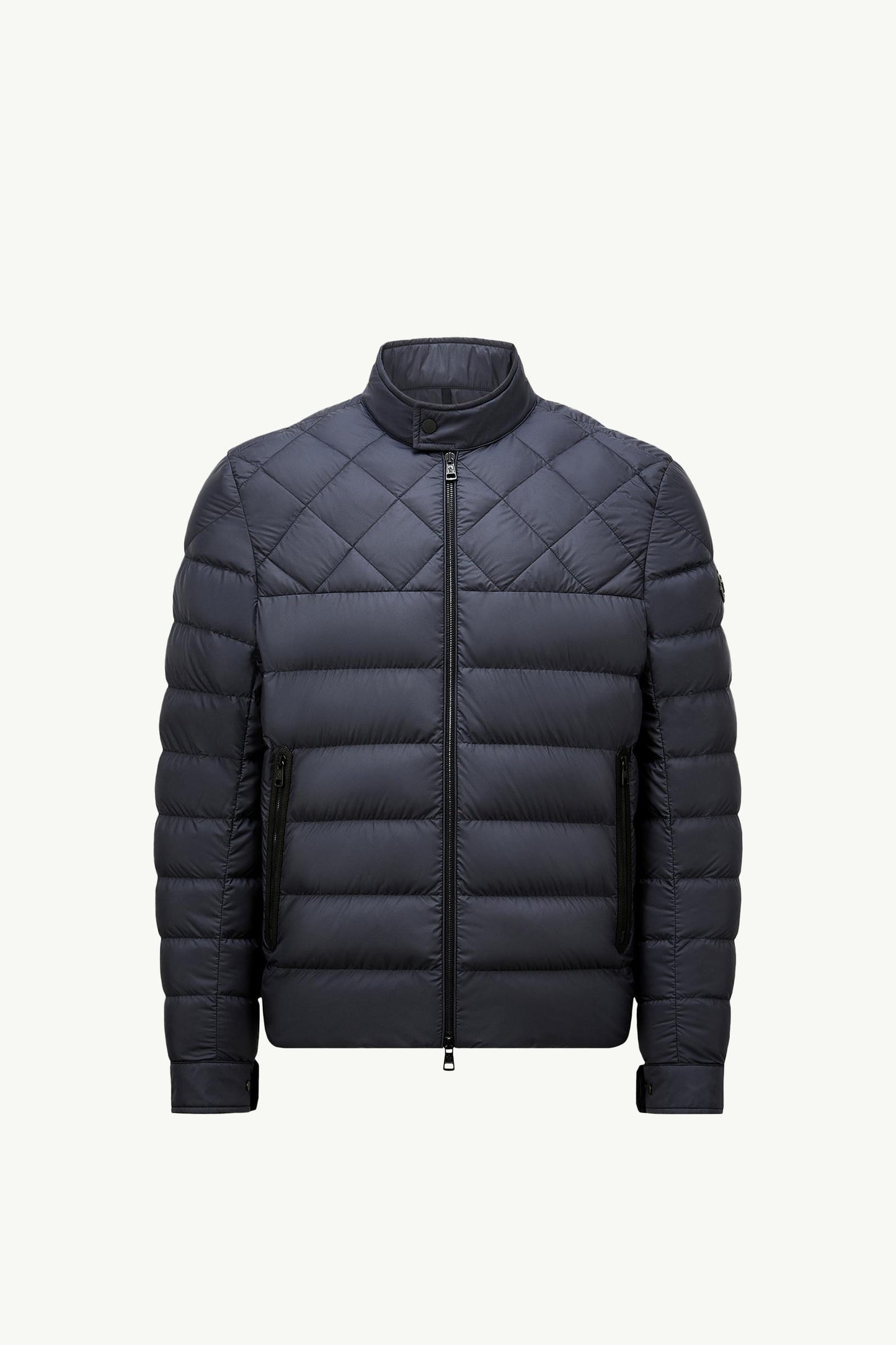 Tuile Leather-Trimmed Down Biker Jacket