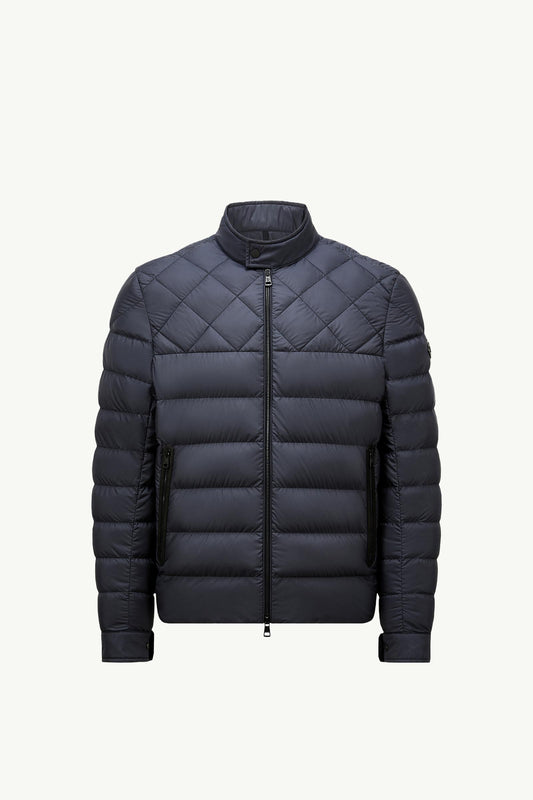 Tuile Leather-Trimmed Down Biker Jacket