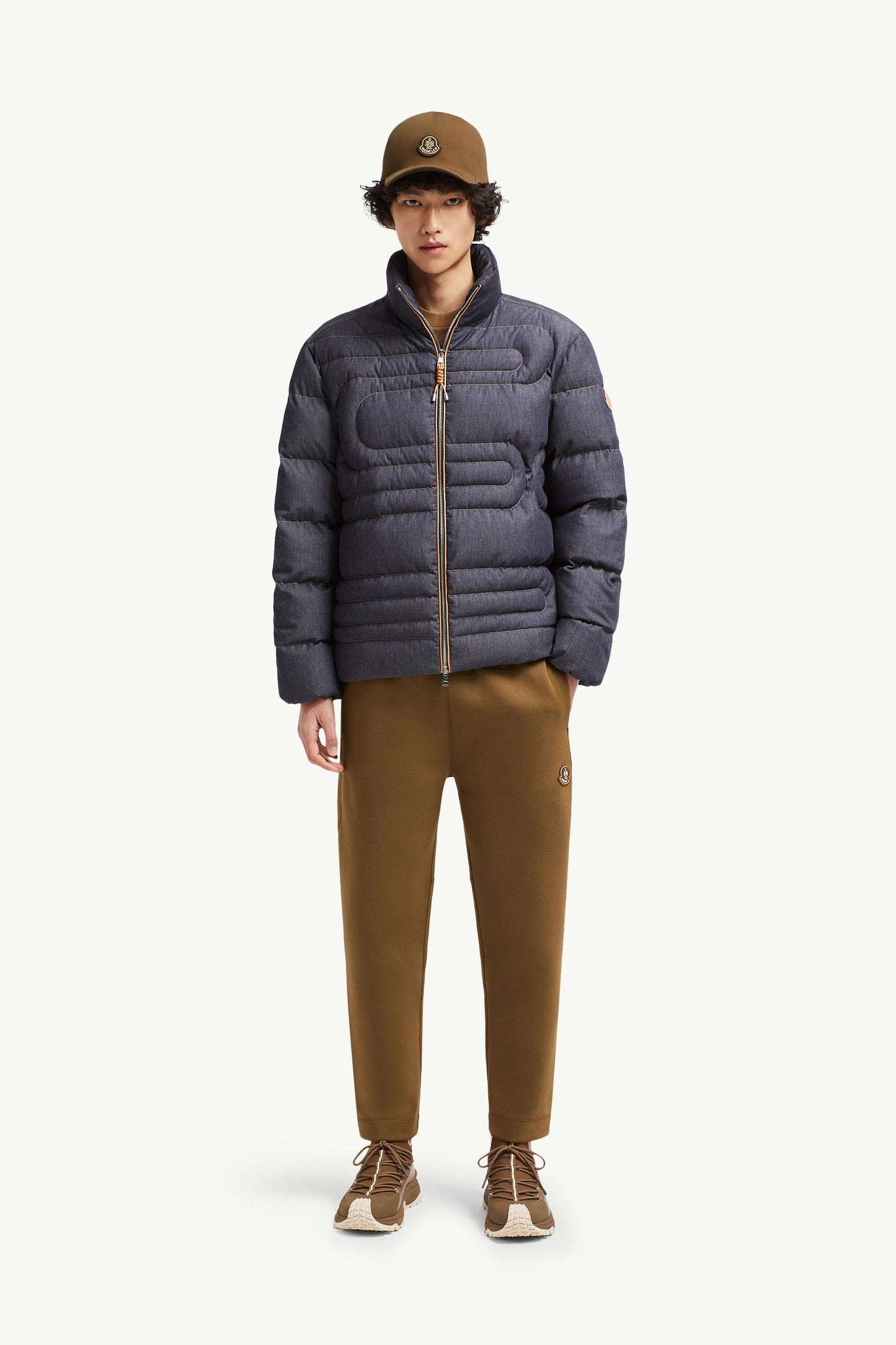 Xiaohai Snake-Quilted Denim Short Down Jacket