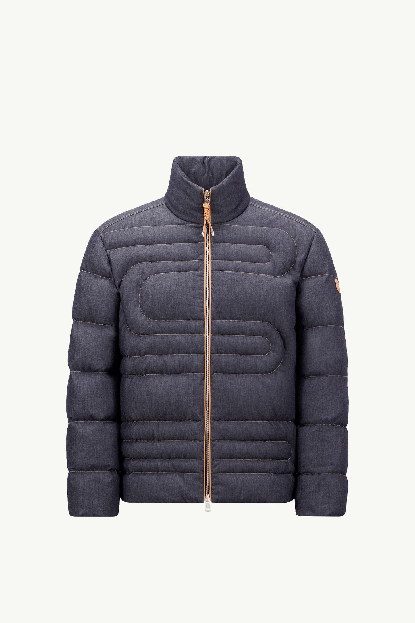 Xiaohai Snake-Quilted Denim Short Down Jacket