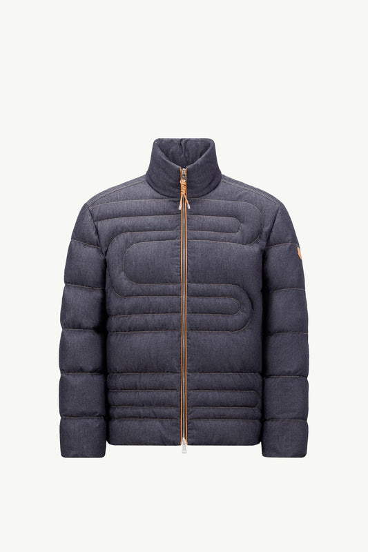 Xiaohai Snake-Quilted Denim Short Down Jacket