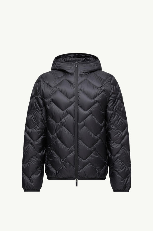 Bimont Hooded Wave-Quilted Short Down Jacket