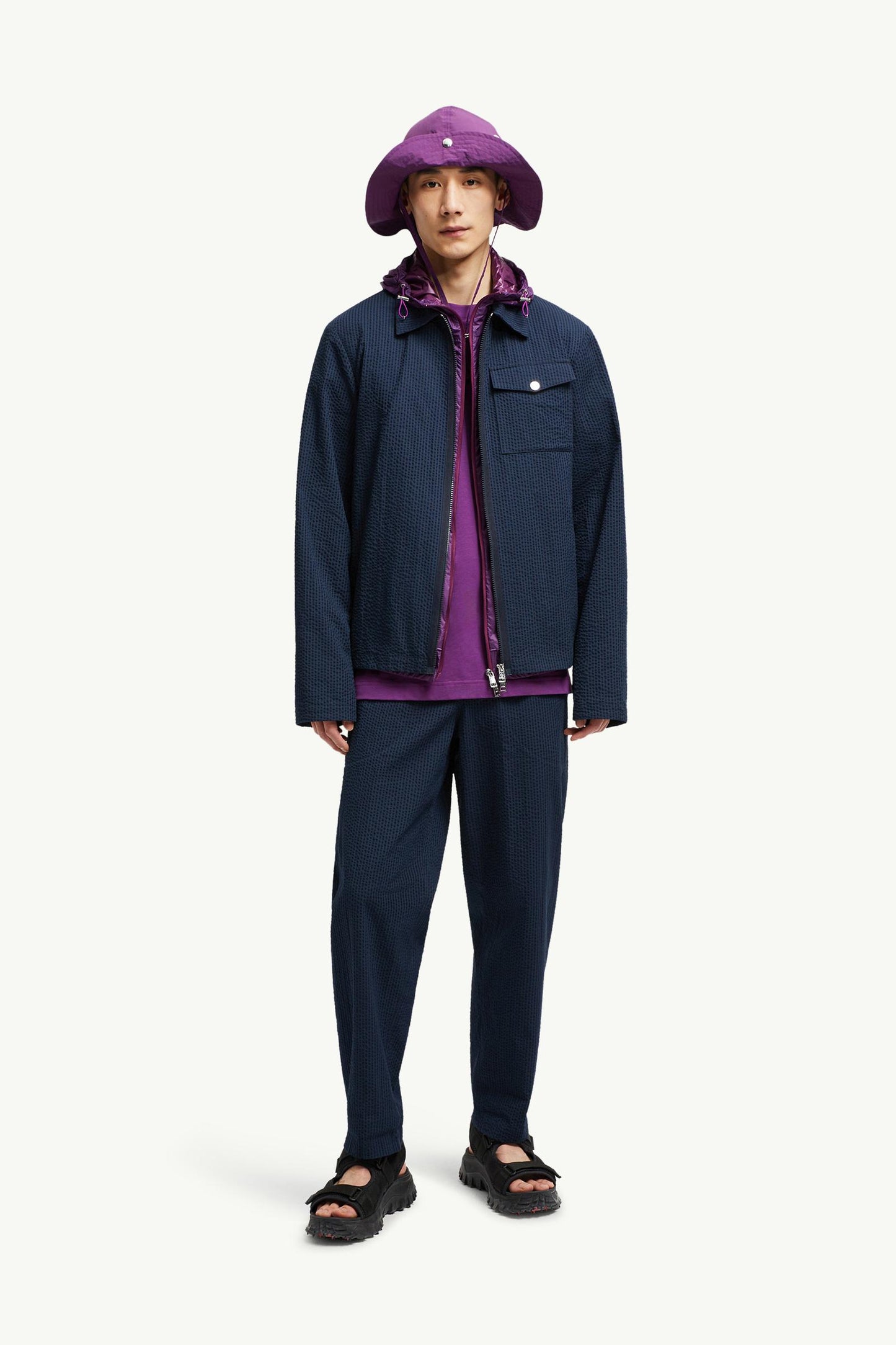 Belted Seersucker Trousers