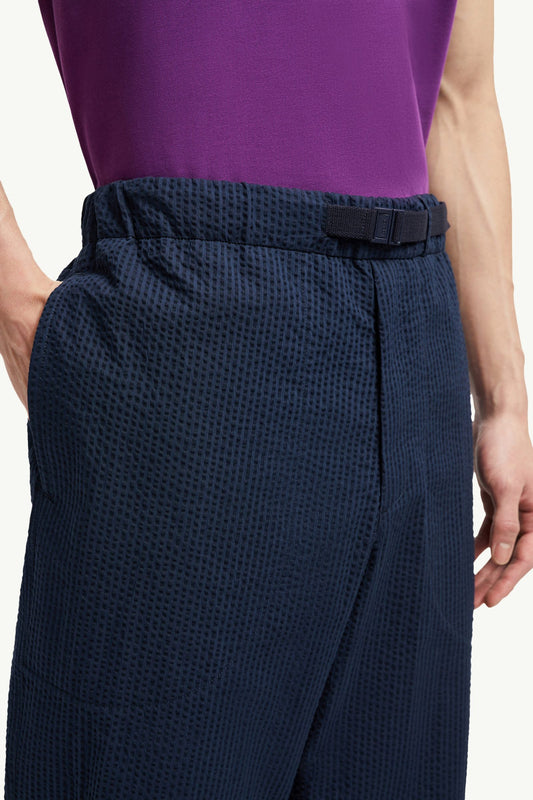 Belted Seersucker Trousers