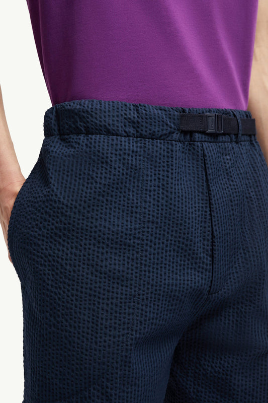 Belted Seersucker Shorts