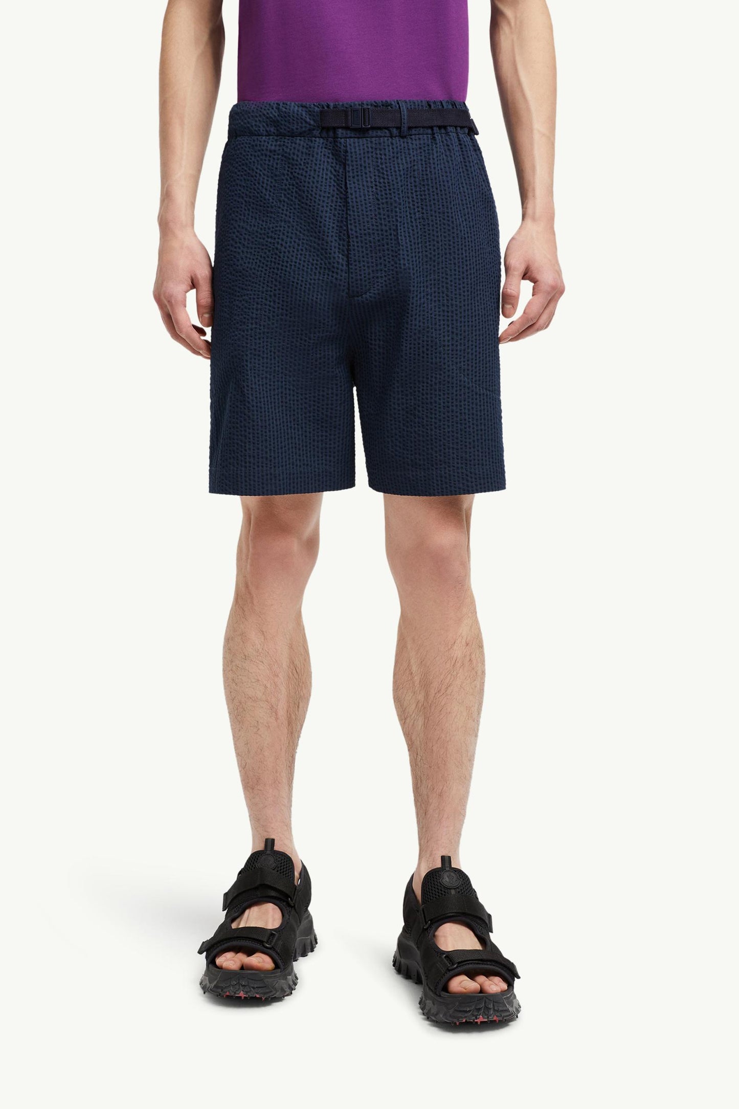 Belted Seersucker Shorts