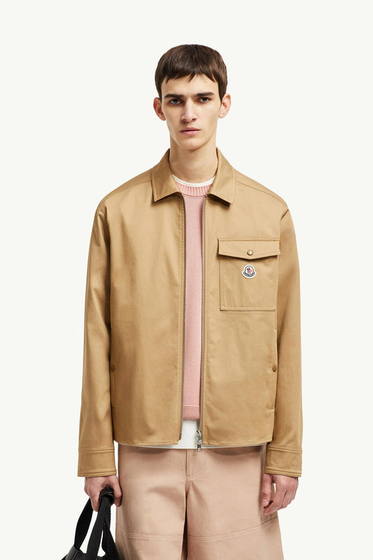 Cotton Gabardine Zip-Up Shirt Jacket