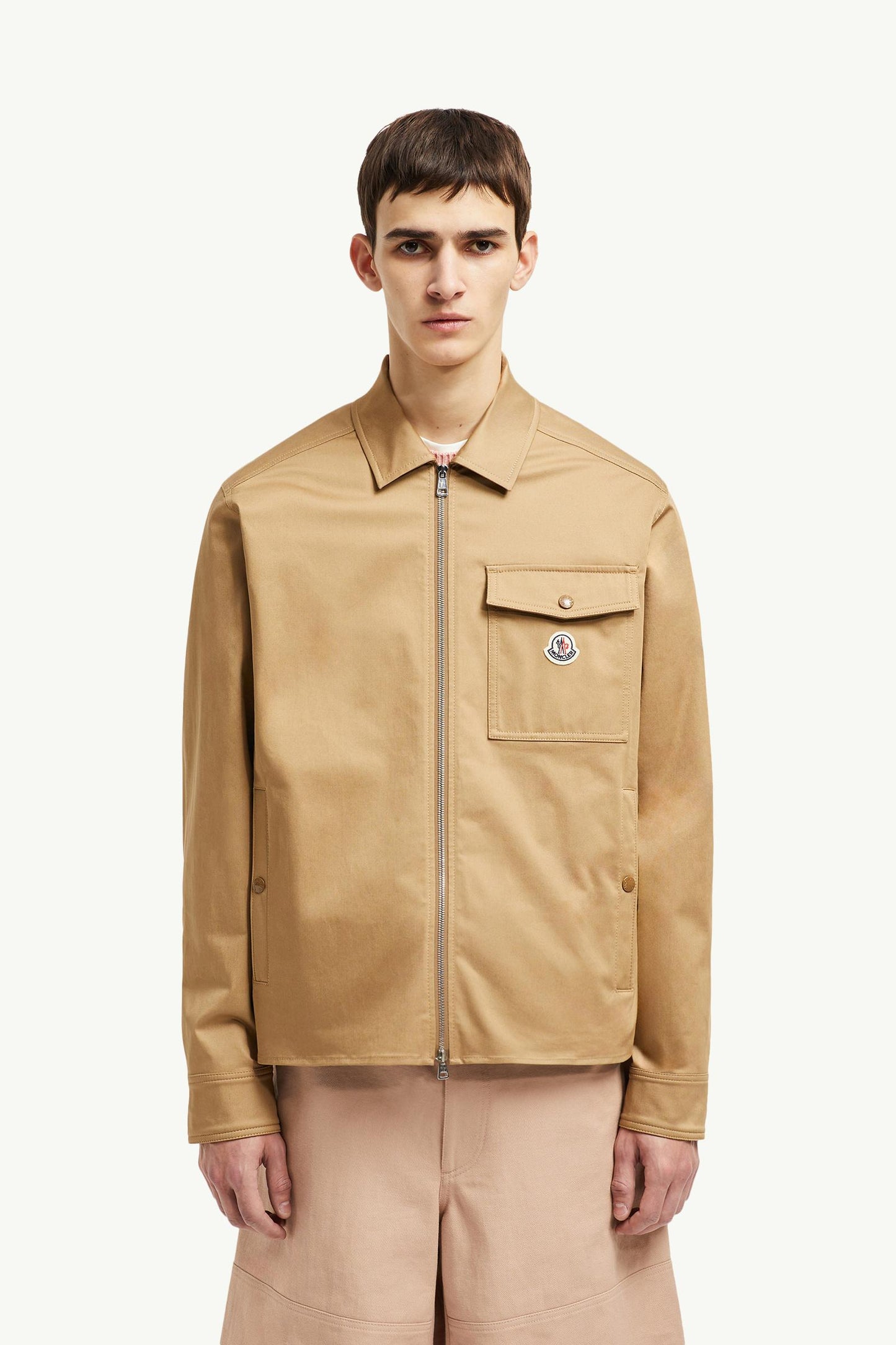 Cotton Gabardine Zip-Up Shirt Jacket