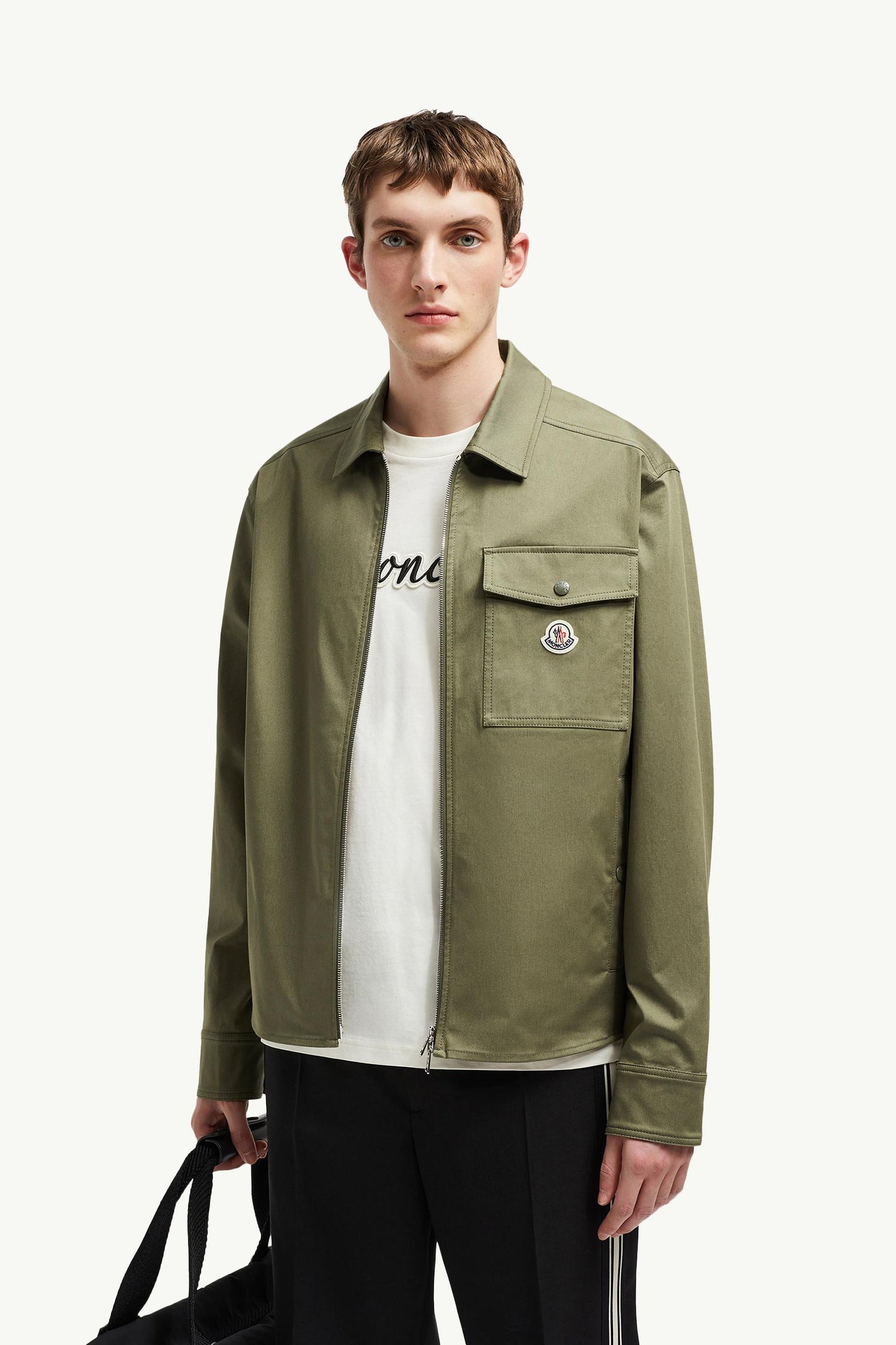 Cotton Gabardine Zip-Up Shirt Jacket