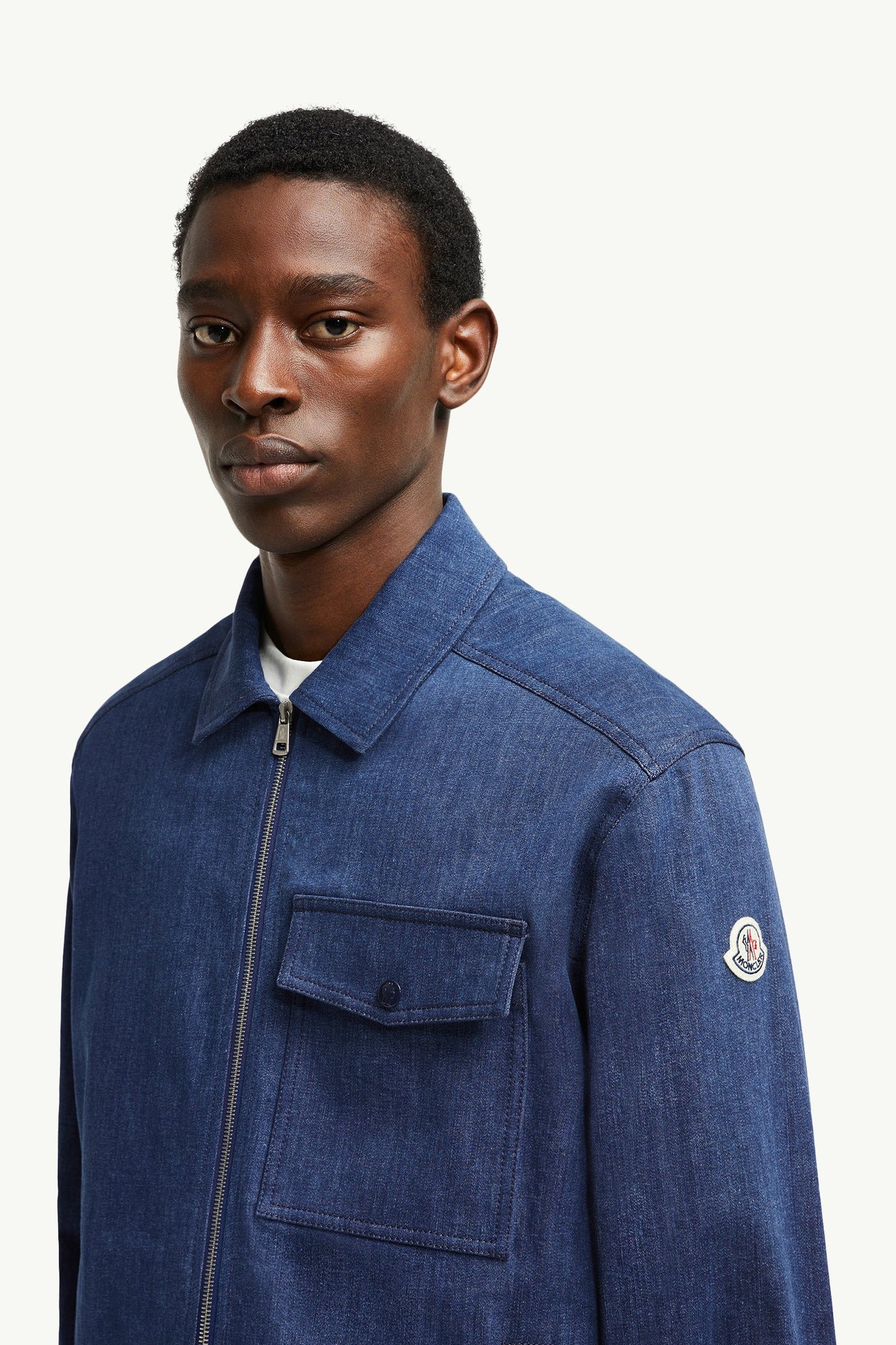 Denim Long Sleeve Zip-Up Shirt