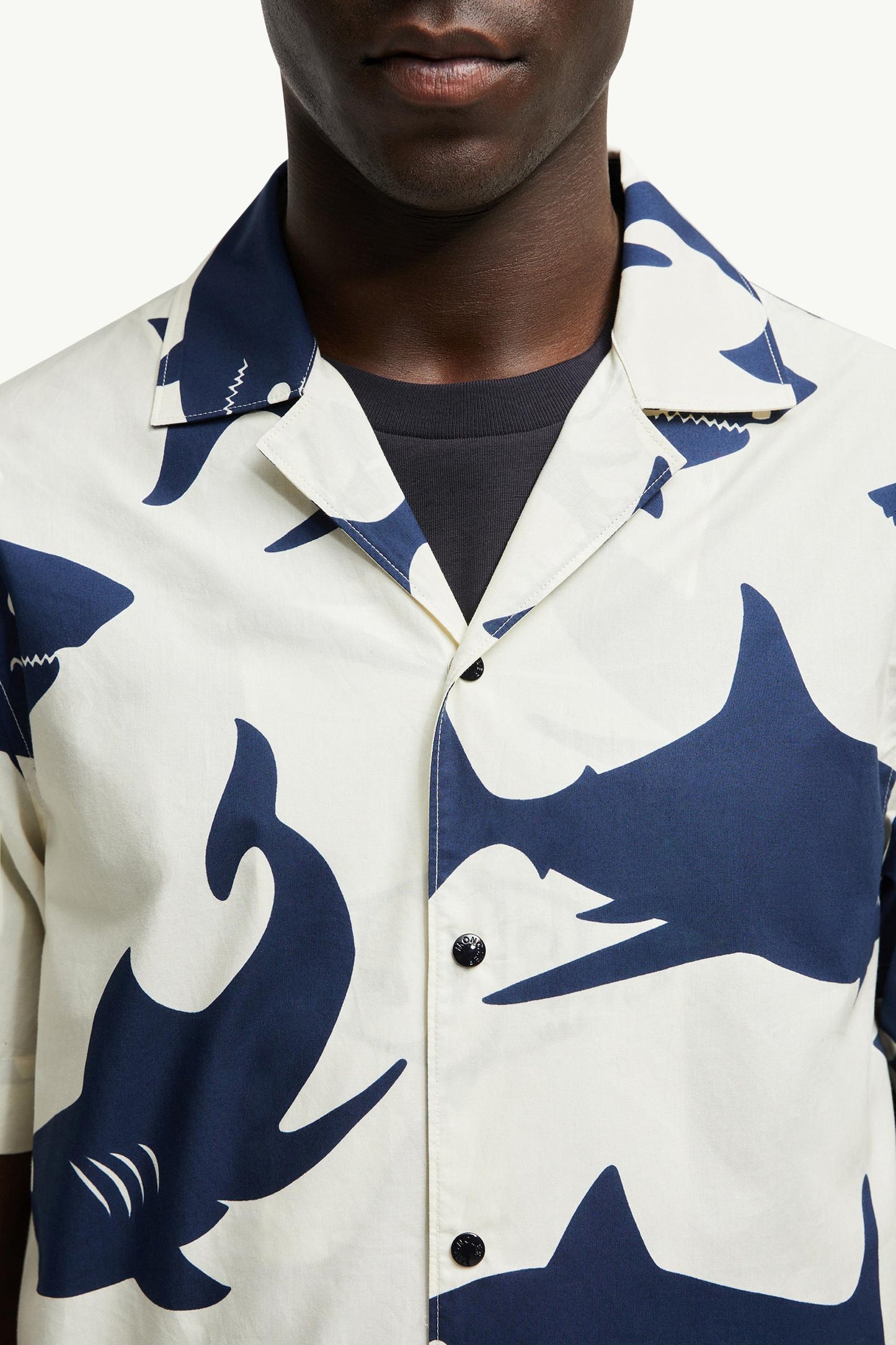 Shark Print Cotton Short Sleeve Shirt