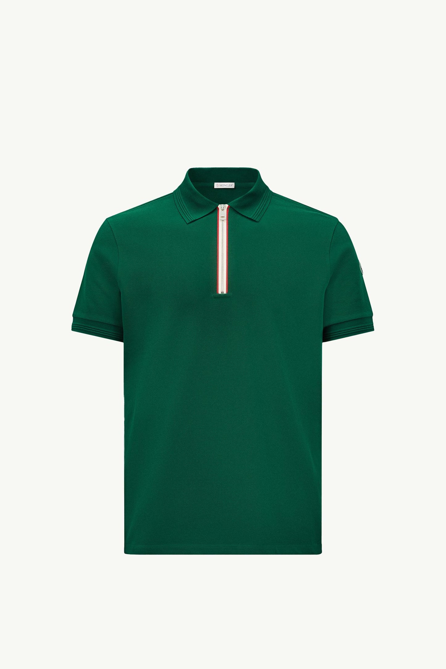 Tricolour Trim Cotton Piquet Polo Shirt