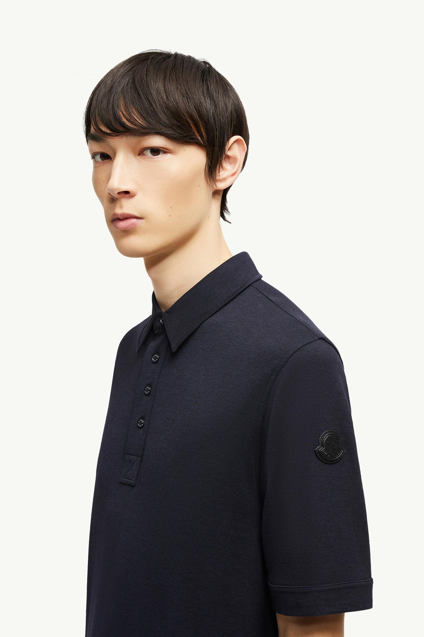 Double Leather Logo Cotton Polo Shirt