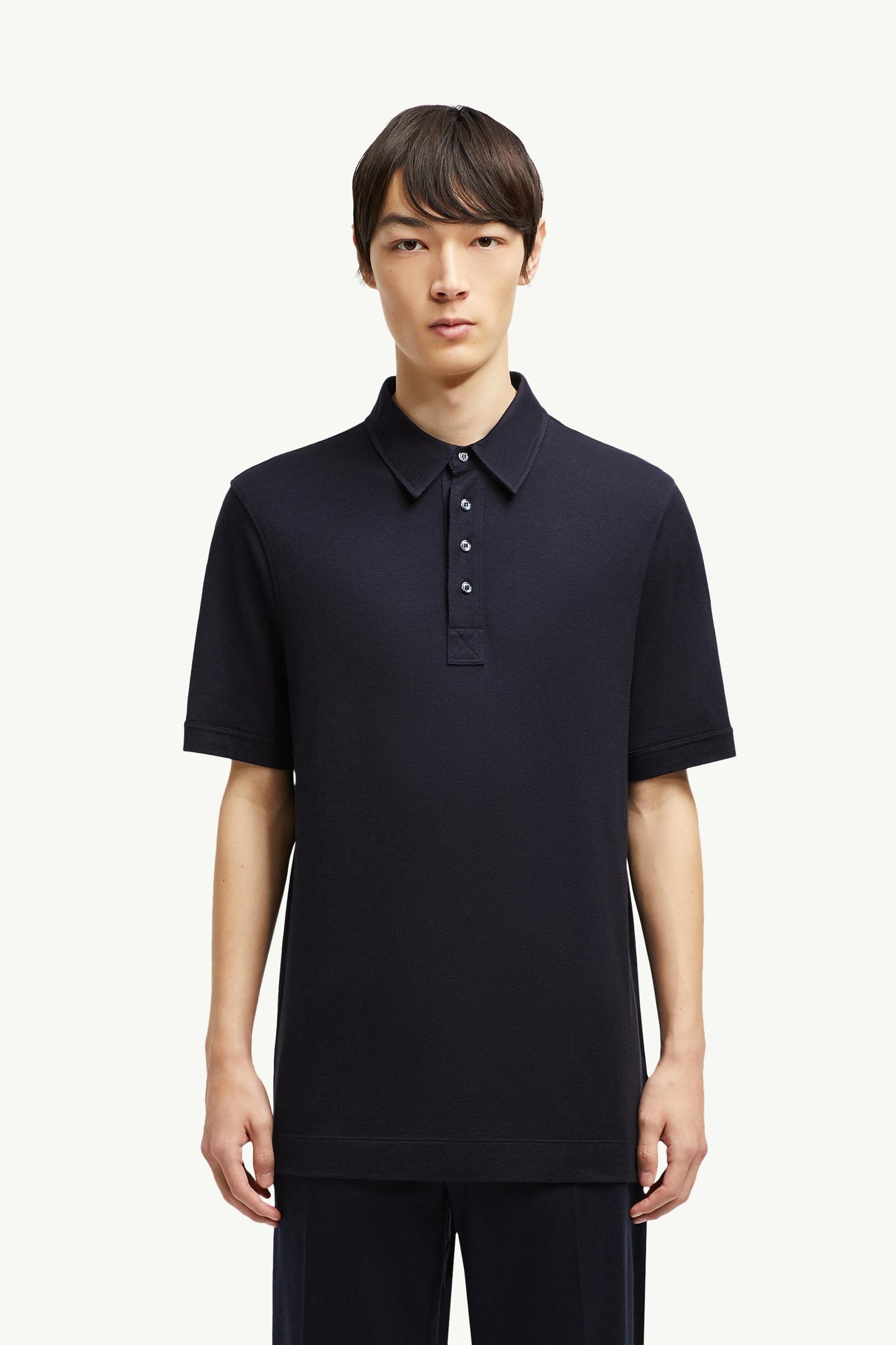 Double Leather Logo Cotton Polo Shirt
