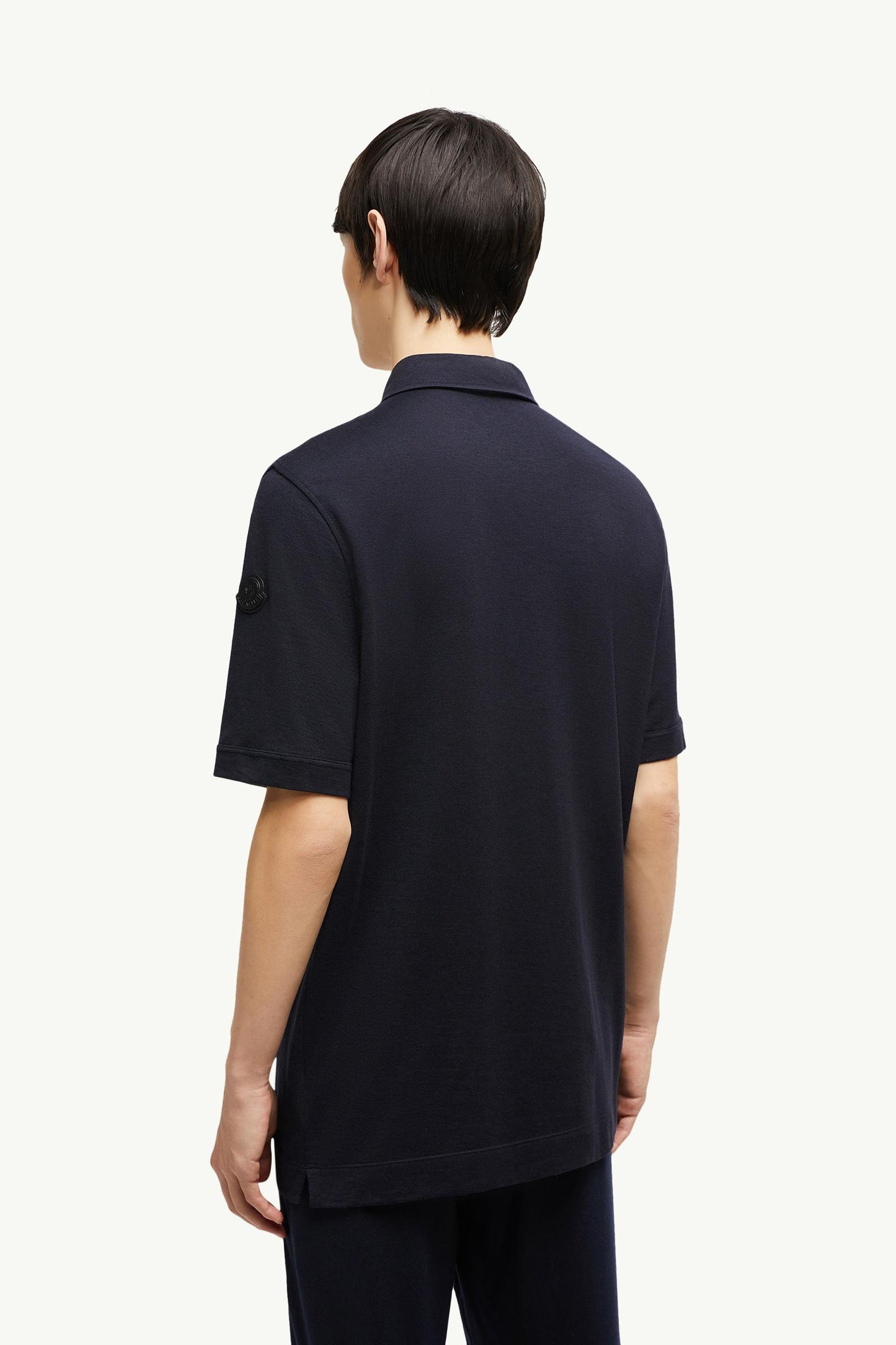 Double Leather Logo Cotton Polo Shirt