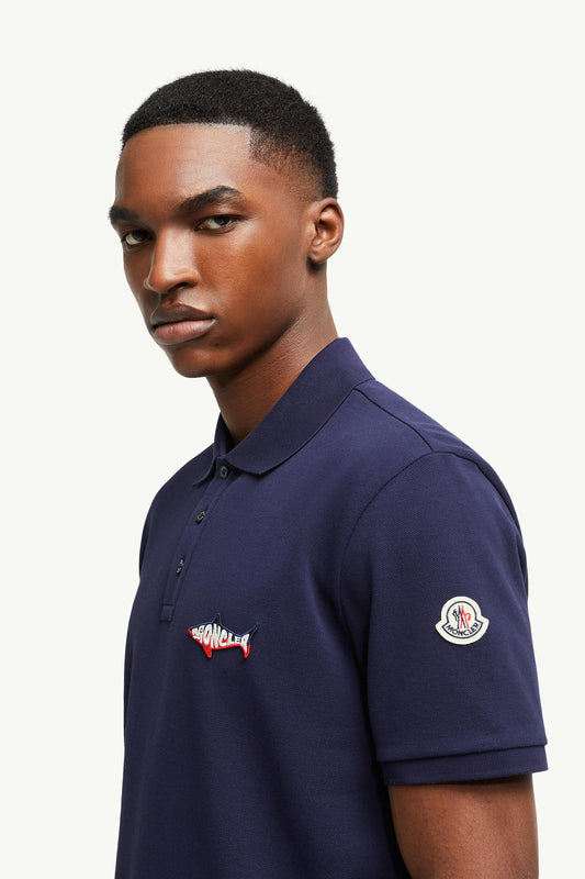 Shark Patch Cotton Piquet Polo Shirt