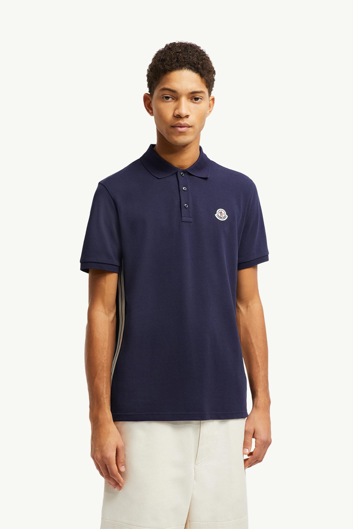 Striped Accent Cotton Piquet Polo Shirt