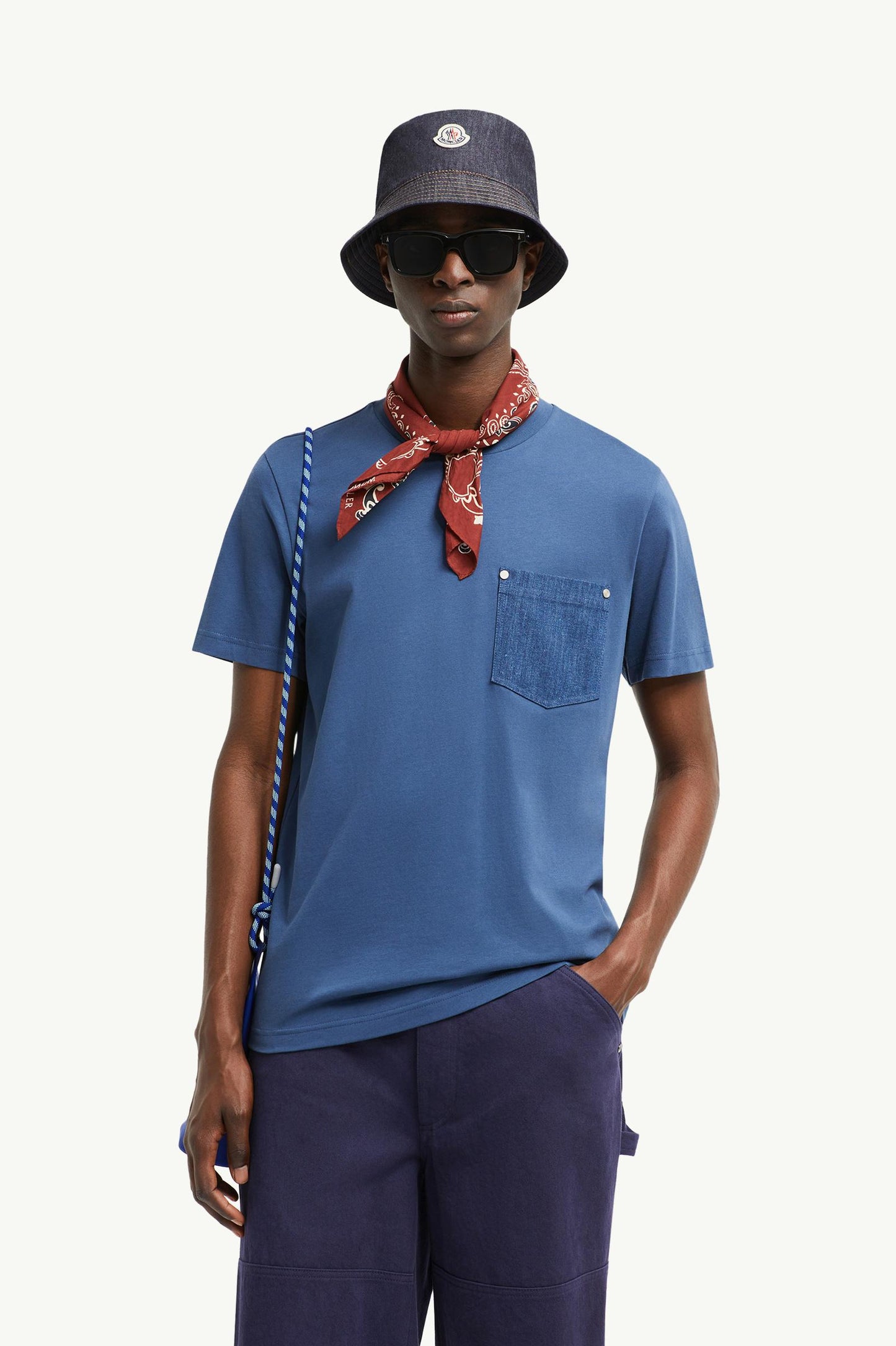 Cotton & Denim T-Shirt with Pocket