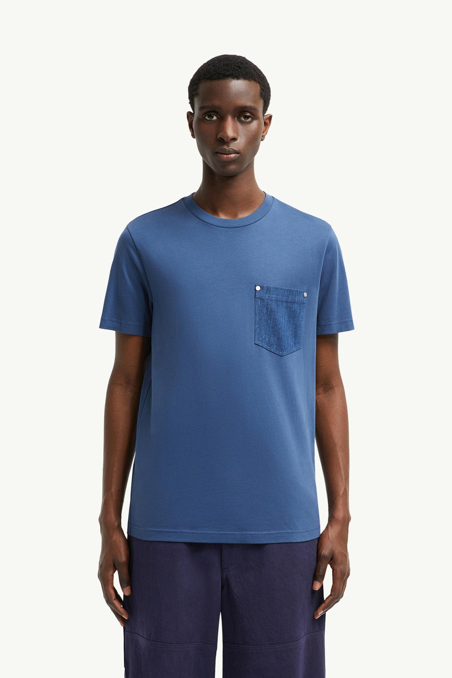 Cotton & Denim T-Shirt with Pocket