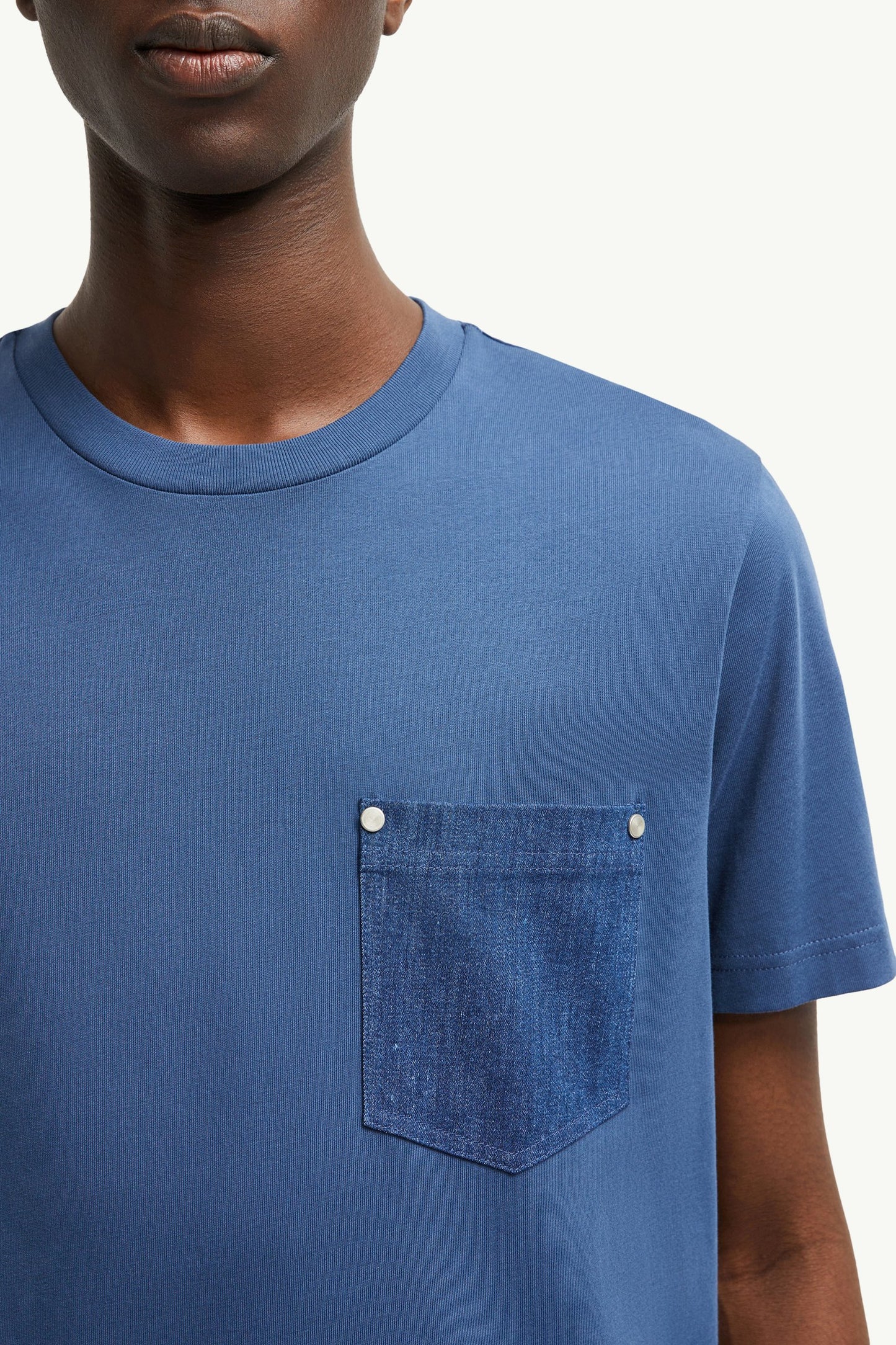 Cotton & Denim T-Shirt with Pocket