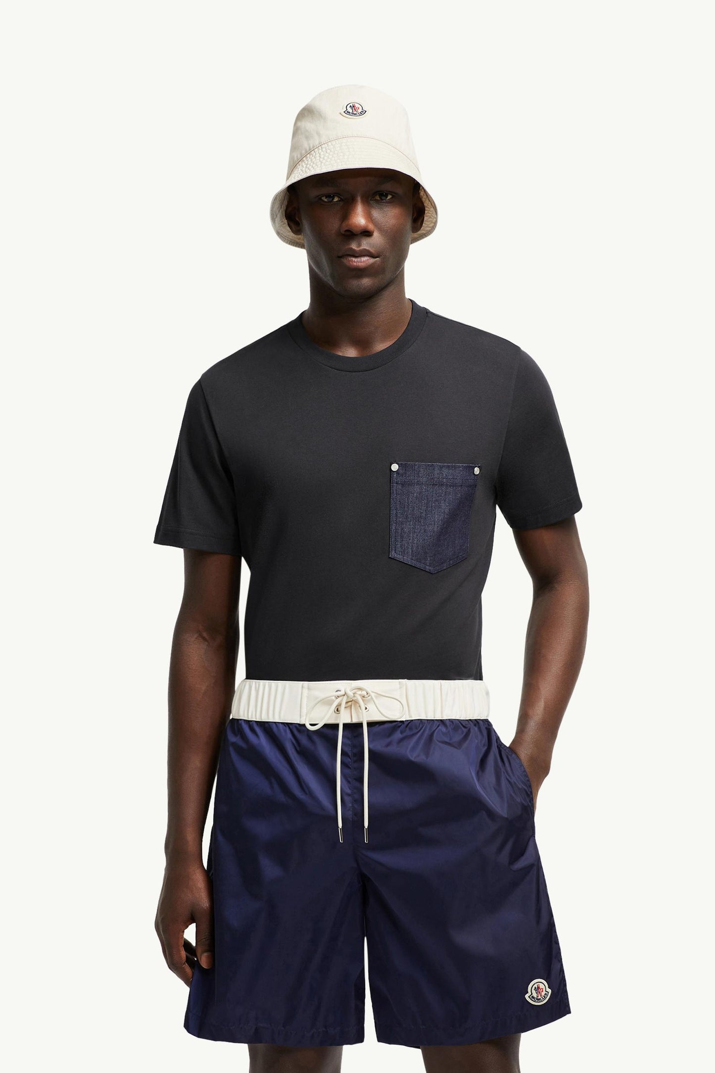 Cotton & Denim T-Shirt with Pocket