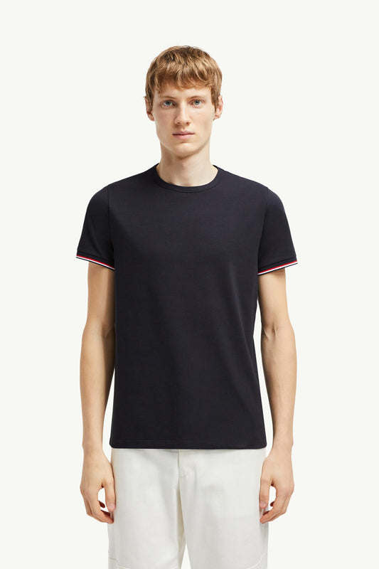 Tricolor-Trimmed Cotton T-Shirt