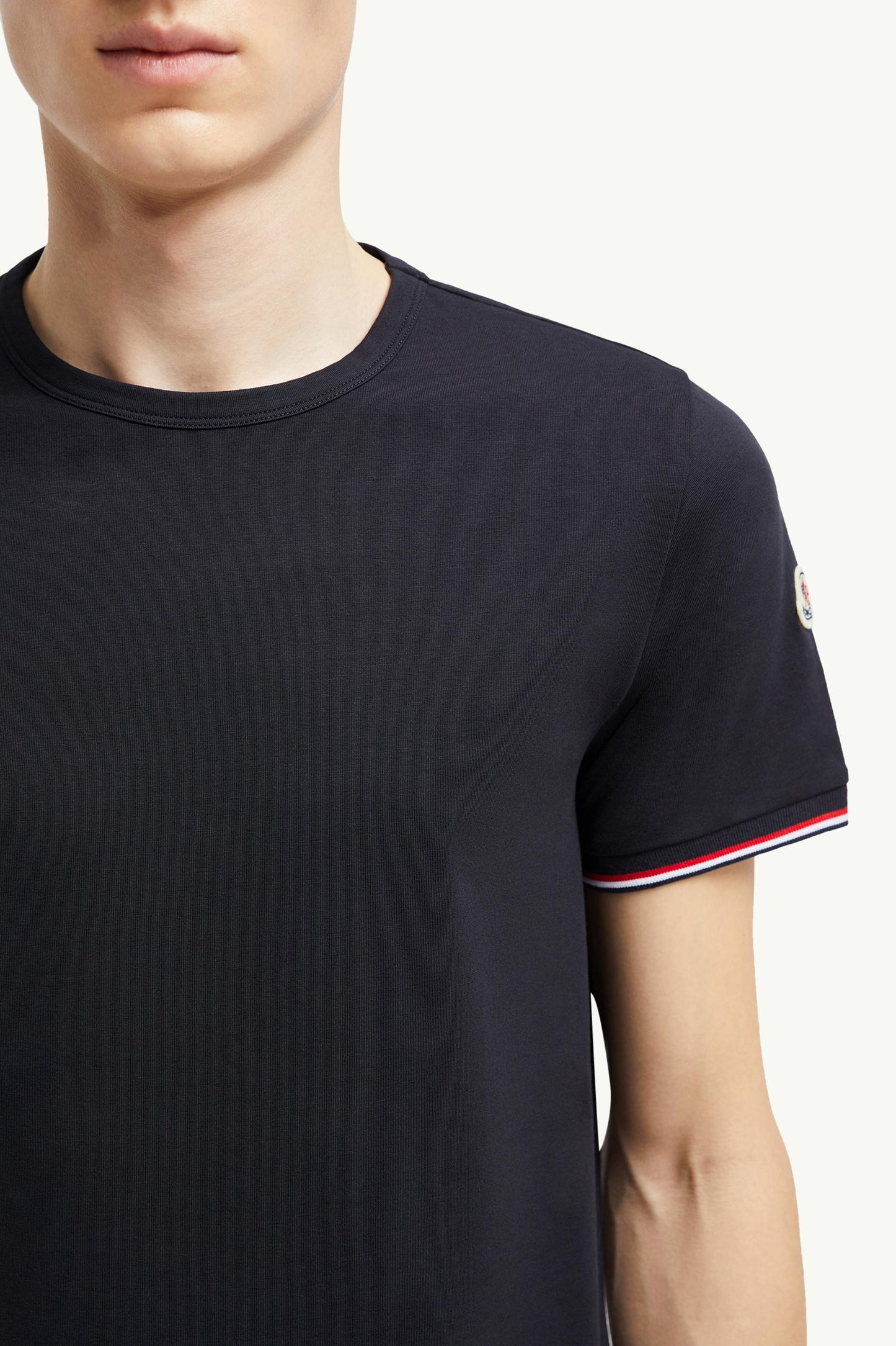 Tricolor-Trimmed Cotton T-Shirt