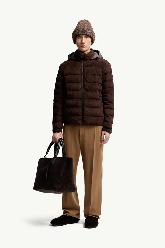 Arneb Hooded Suede Short Down Jacket
