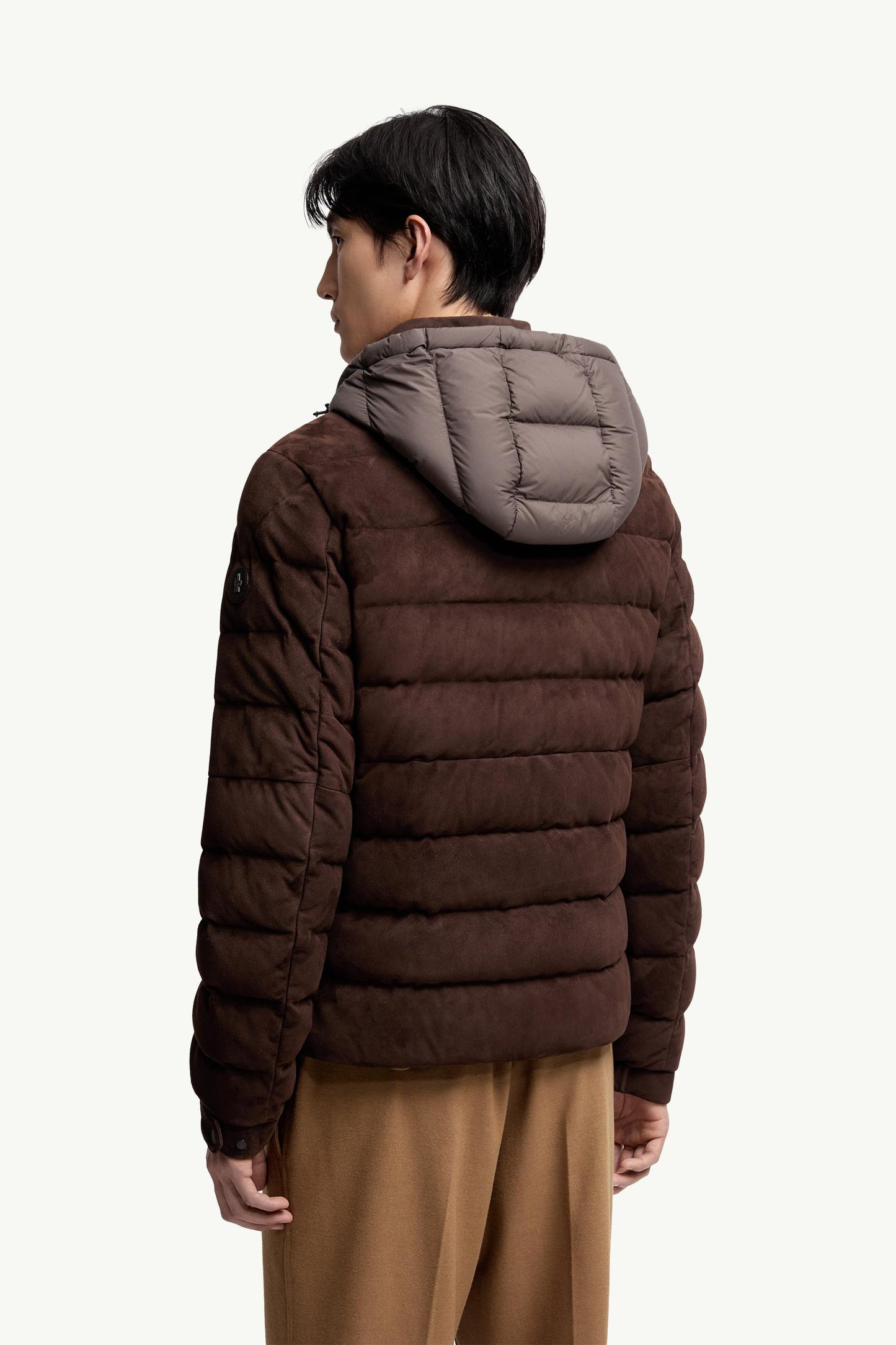 Arneb Hooded Suede Short Down Jacket