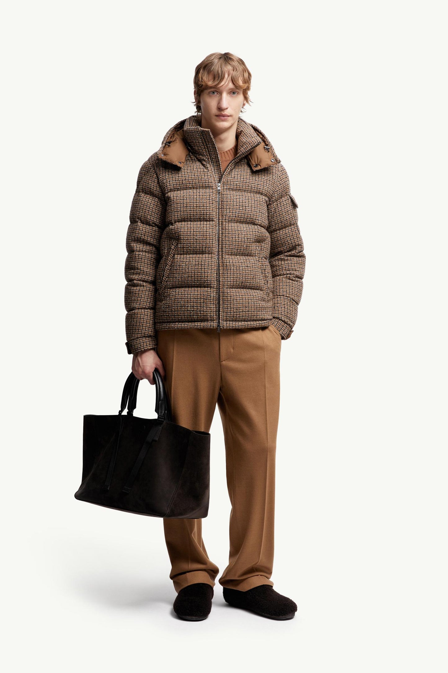 Montgenevre Wool Blend Boucle Hooded Short Down Jacket