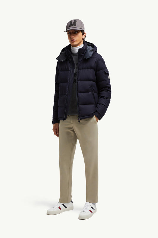 Montgenevre Hooded Wool Flannel Short Down Jacket