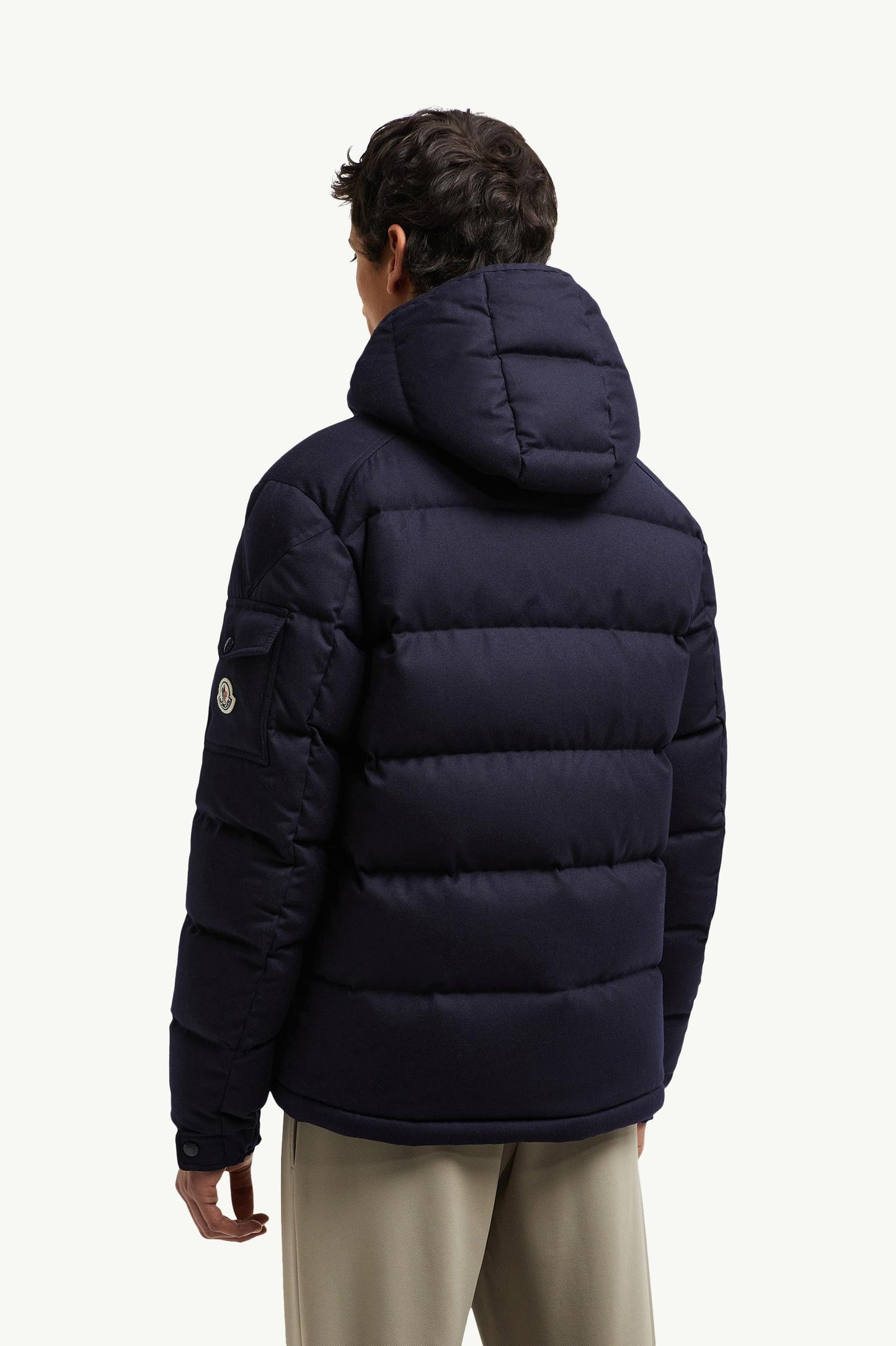 Montgenevre Hooded Wool Flannel Short Down Jacket