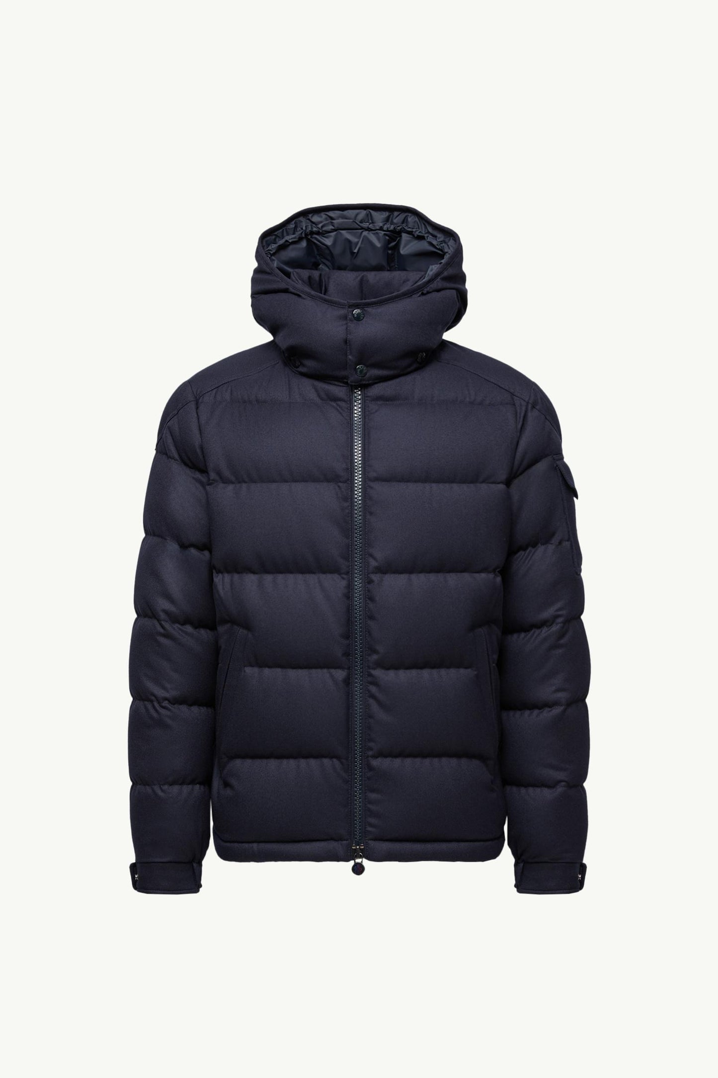 Montgenevre Hooded Wool Flannel Short Down Jacket