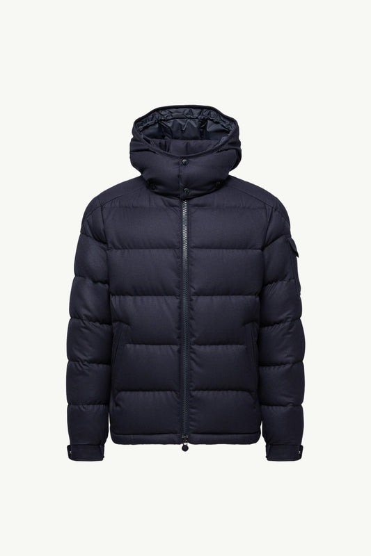Montgenevre Hooded Wool Flannel Short Down Jacket