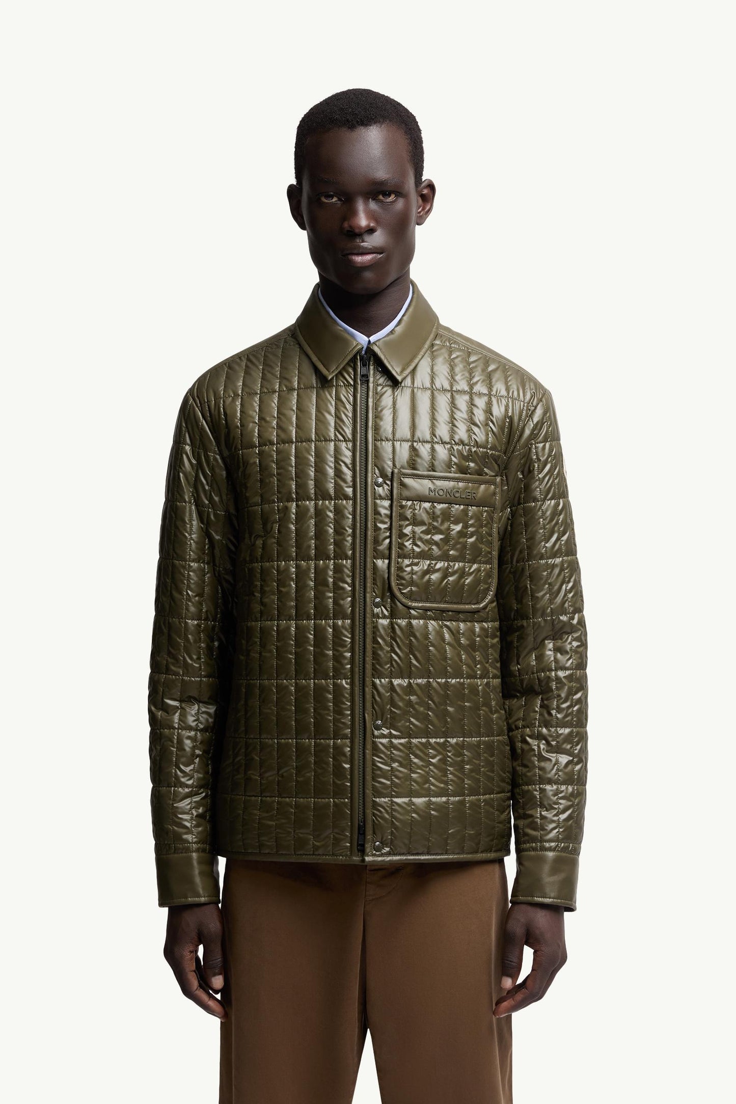 Madiere Vertical-Quilted Padded Shirt Jacket