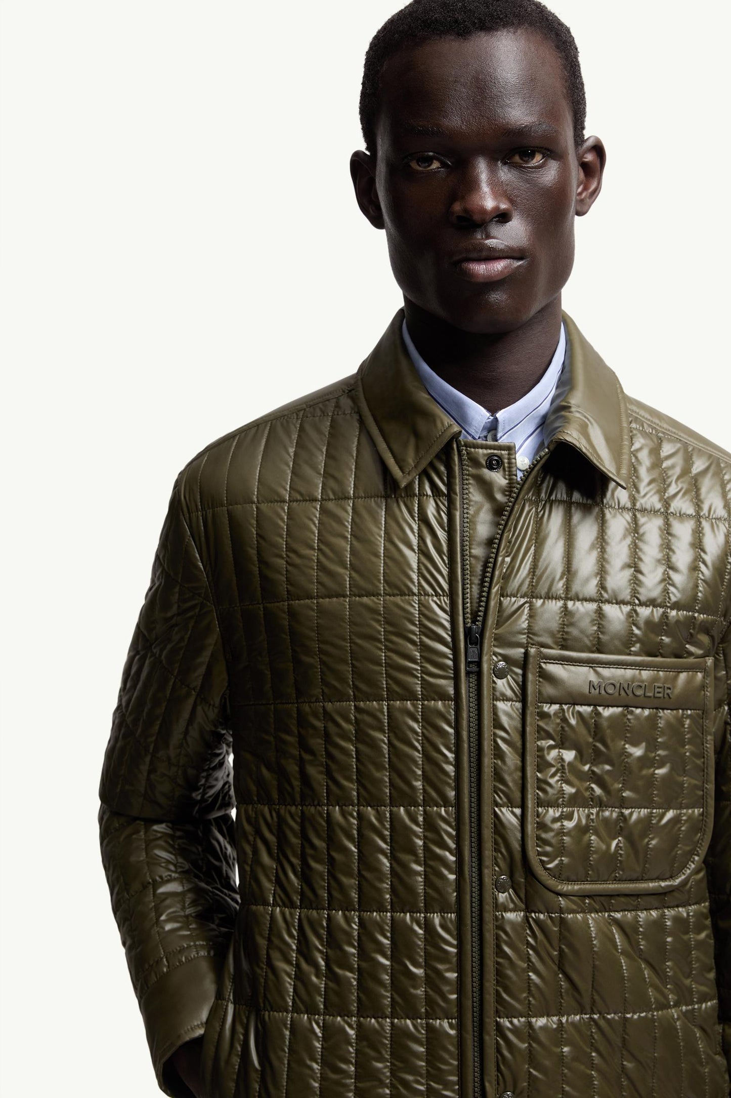 Madiere Vertical-Quilted Padded Shirt Jacket